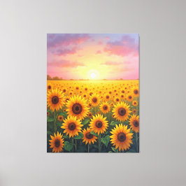 Sunflower field canvas afdruk