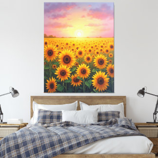 Sunflower field canvas afdruk