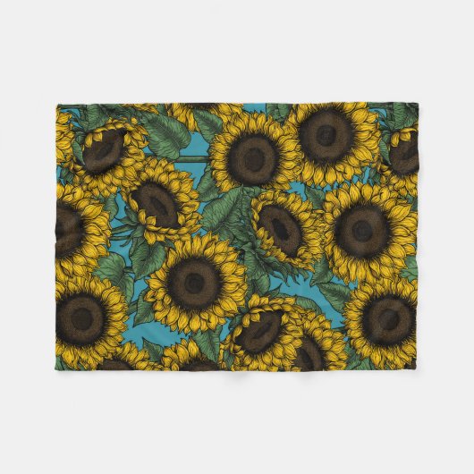 Sunflower field fleece deken (Voorkant (Horizontaal))