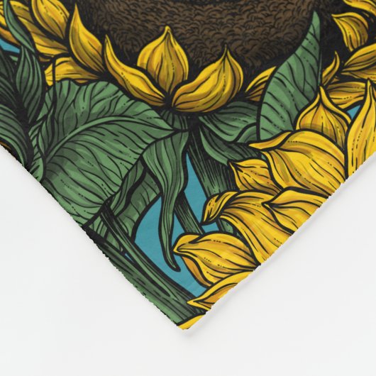 Sunflower field fleece deken (Hoek)