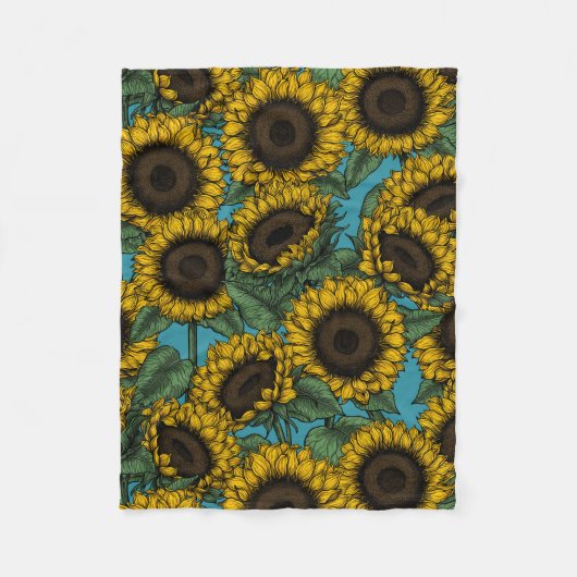 Sunflower field fleece deken (Voorkant)