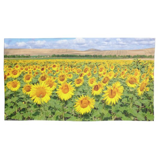 Sunflower field kussensloop (Voorkant-Links)