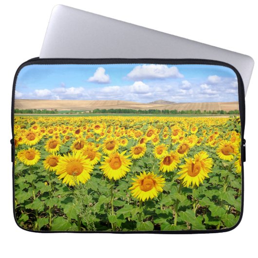 Sunflower field laptop sleeve (Voorkant)