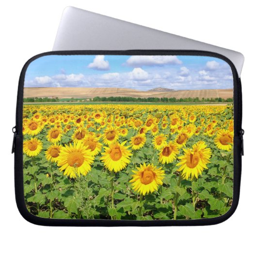 Sunflower field laptop sleeve (Voorkant)