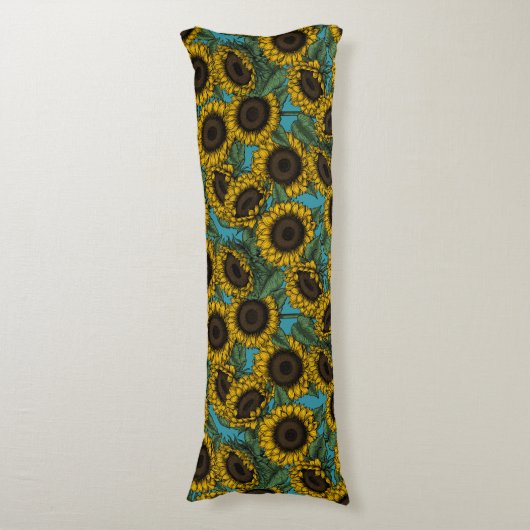 Sunflower field lichaamskussen (Voorkant Verticaal)