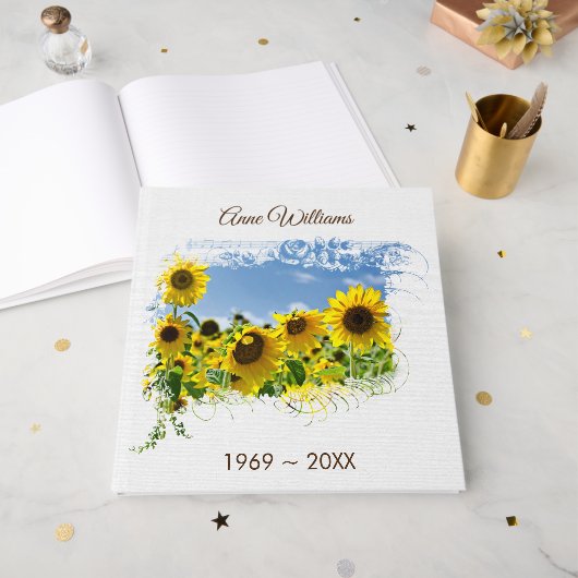 Sunflower Field Memorial Service Guest Book Gastenboek (Voorkant open)