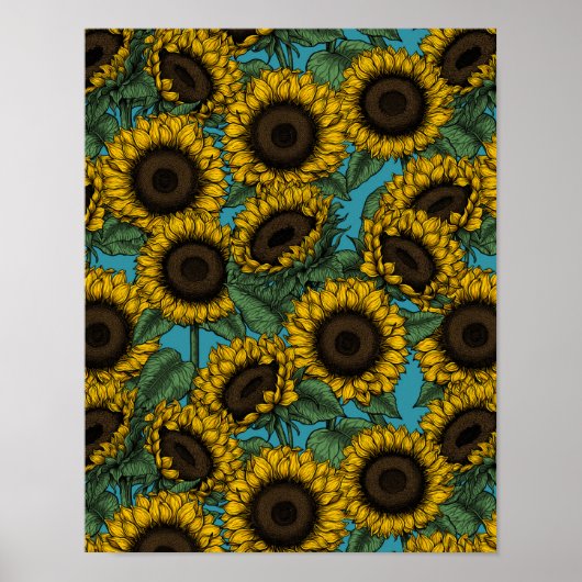 Sunflower field poster (Voorkant)