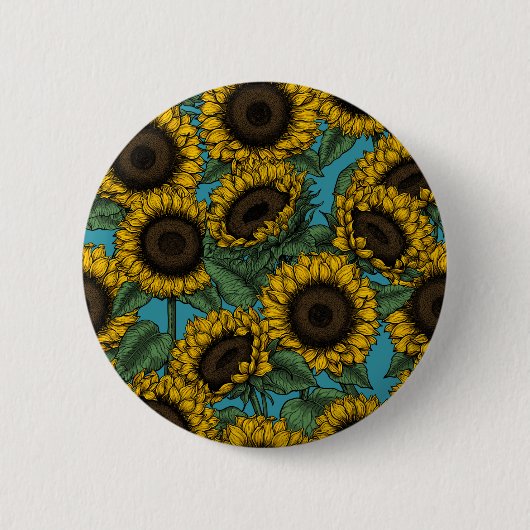Sunflower field ronde button 5,7 cm (Voorkant)