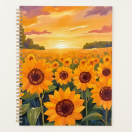Sunflower Field Sunset Landscape Painting Planner