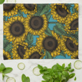 Sunflower field theedoek (Gevouwen)