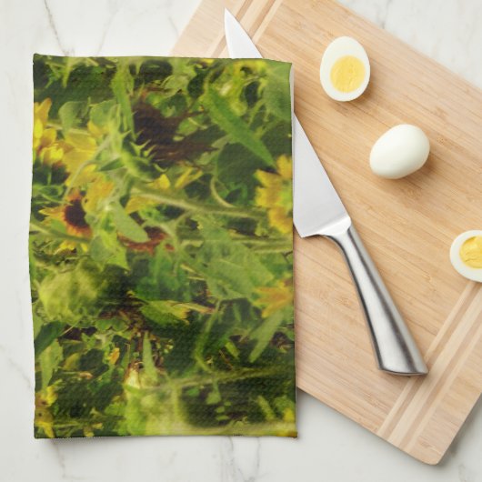 Sunflower field theedoek (Quarter Fold)