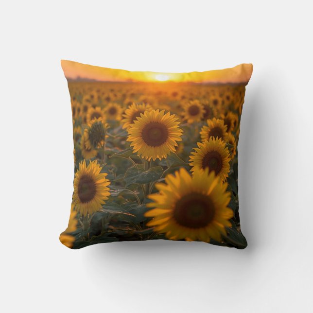 Sunflower Field Throw Pillow Vibrant Floral Decor Kussen (Voorkant)