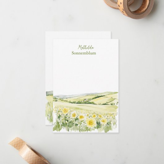 Sunflower Fields Landscape Notitiekaartje (Voorkant / Achterkant in situ)