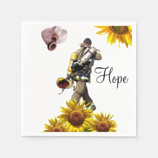 Sunflower Fireman Paper Napkins Servet (Voorkant)