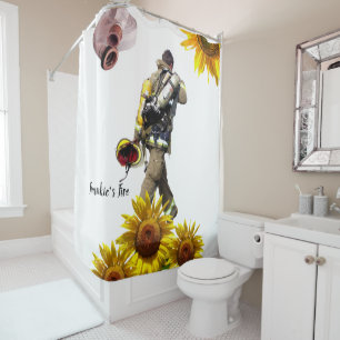 Sunflower Fireman Shower Curtain Douchegordijn