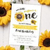 Sunflower First Birthday Invitation Kaart