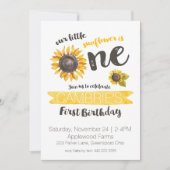 Sunflower First Birthday Invitation Kaart (Voorkant)
