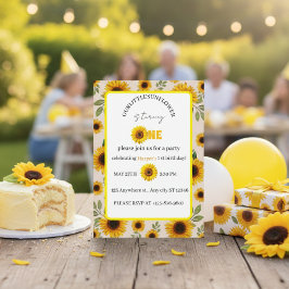 Sunflower First Birthday Invitation Our Little Sun Kaart
