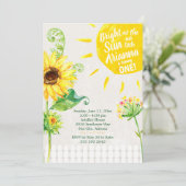 Sunflower First Birthday Party Invitation Kaart (Staand voorkant)