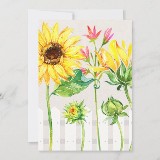 Sunflower First Birthday Party Invitation Kaart (Achterkant)