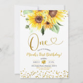 Sunflower First Birthday-uitnodiging Kaart (Voorkant)