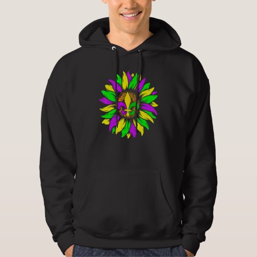 Sunflower Fleur De Lys Mardi Gras Funny New Orlean Hoodie (Voorkant)