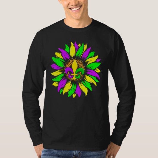 Sunflower Fleur De Lys Mardi Gras Funny New Orlean T-shirt (Voorkant)