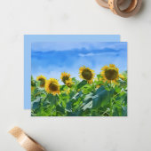 Sunflower Floral Art Note Card Set Notitiekaartje (Voorkant / Achterkant in situ)
