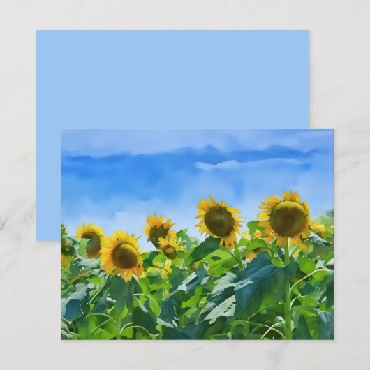 Sunflower Floral Art Note Card Set Notitiekaartje (Voorkant / Achterkant)
