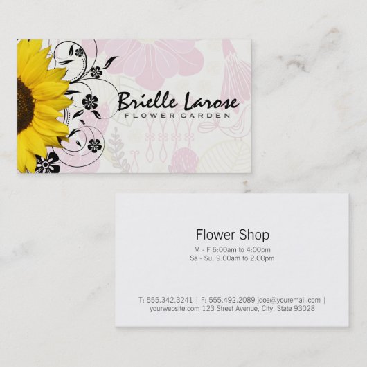 Sunflower | Floral Background Visitekaartje (Voorkant / Achterkant)