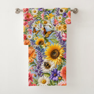 Sunflower Floral Bathroom Towel Set Bad Handdoek