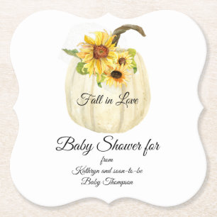 Sunflower Floral Bouquet Pumpkin Baby Girl Shower Kartonnen Onderzetters