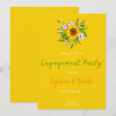 Sunflower Floral Bouquet Yellow Engagement Party Kaart (Voorkant / Achterkant)