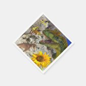 Sunflower Floral Dinosaur Paper Napkins Servet (Hoek)
