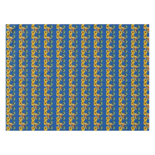 Sunflower Floral Dinosaur Tablecloth Tafelkleed (Voorkant (Horizontaal))
