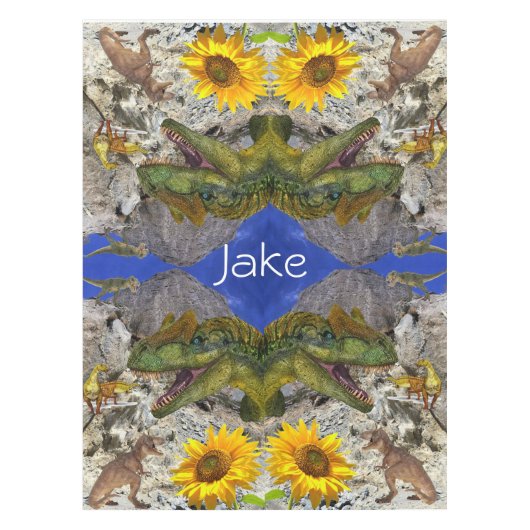 Sunflower Floral DinosaurTablecloth Tafelkleed (Voorkant)