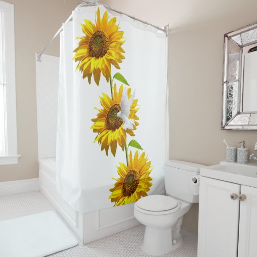Sunflower Floral Dove Shower Curtain Douchegordijn (In situ)