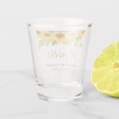 Sunflower Floral Gold Bachelorette Party Shot Glas (Achterkant)
