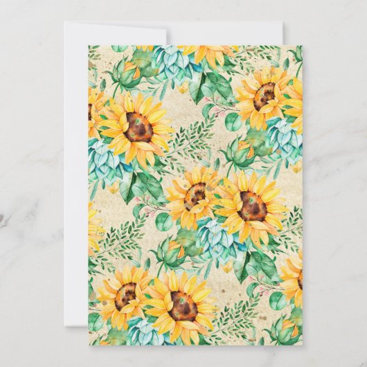 Sunflower Floral Gold Photo-Afstuderen Aankondiging (Achterkant)