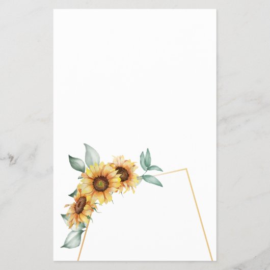 Sunflower Floral Greenery Geometric Save the Date Flyer (Achterkant)