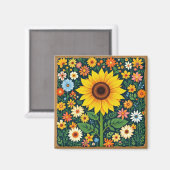 Sunflower floral magnet (Voorkant / Achterkant)