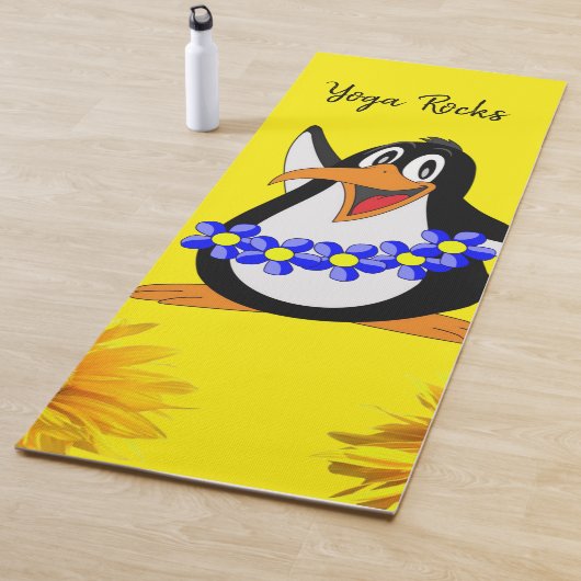 Sunflower Floral Penguin Yoga Mat (In situ)