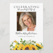 Sunflower Floral Photo Funeral Programmakaart (Voorkant)