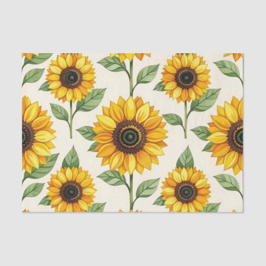 Sunflower Floral Seamless Pattern Bright Yellow Tissuepapier (Voorkant)