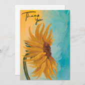 Sunflower Floral Thank You Card  Bedankkaart (Voorkant / Achterkant)