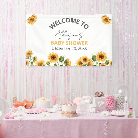 Sunflower Floral Theme Baby shower Welkom Spandoek (Feest)