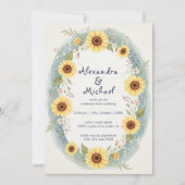 Sunflower Floral Watercolor Wedding Invite Kaart (Voorkant)
