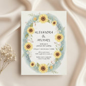 Sunflower Floral Watercolor Wedding Invite Kaart