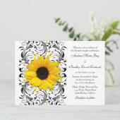 Sunflower Floral Wedding Invitation Kaart (Staand voorkant)