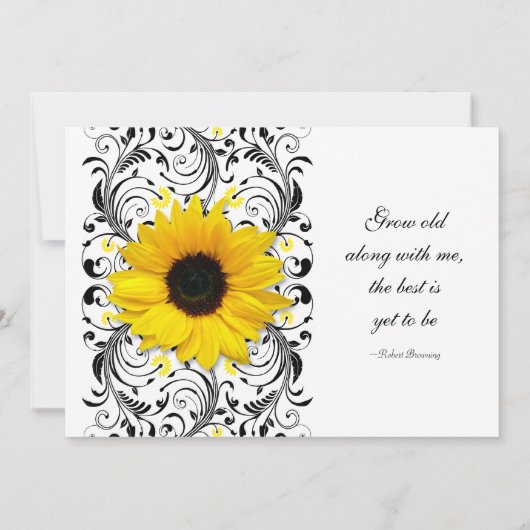 Sunflower Floral Wedding Invitation Kaart (Achterkant)